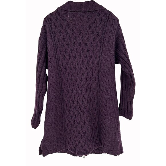 Aran Crafts Womens XL Purple Cable Knit Cardigan100% Merino Wool Made In Ireland - Picture 8 of 11